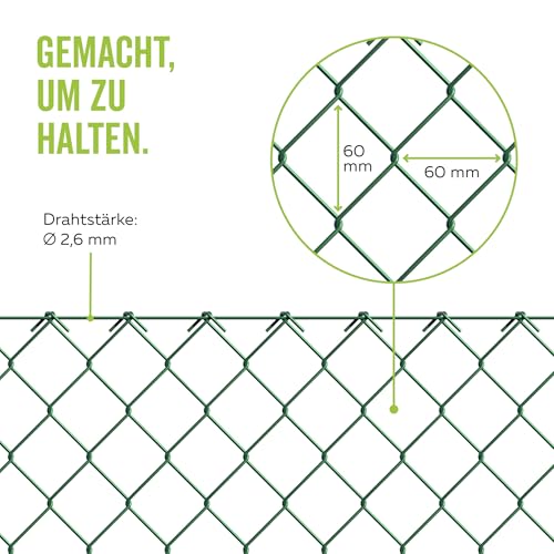Alberts 604769 Maschendraht-Geflecht | verschiedene Längen und Höhen - wahlweise in verschiedenen Farben | grün | Höhe 125 cm | Länge 25 m
