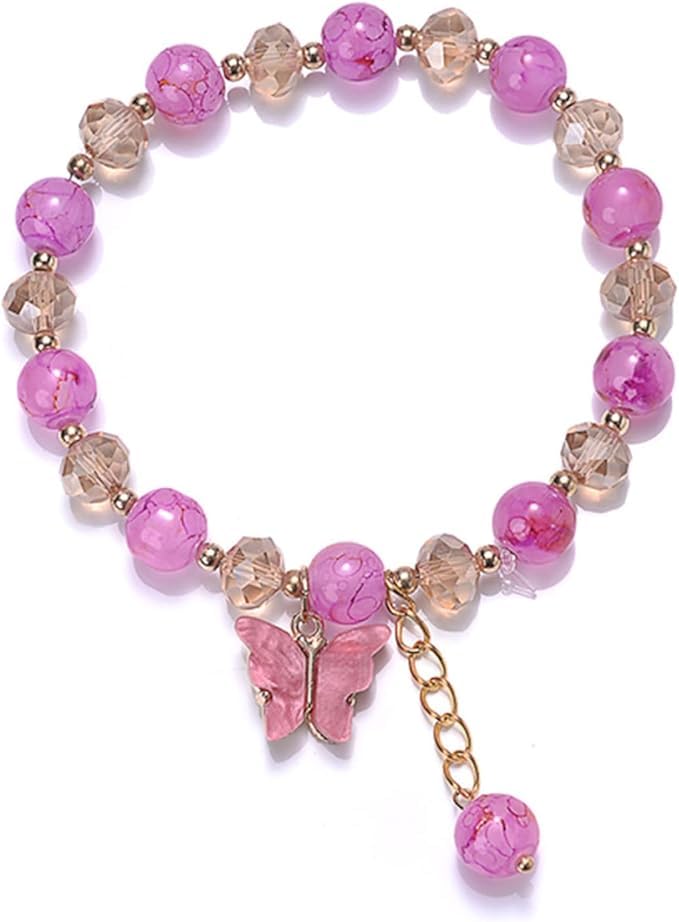 El Regalo 1 PC Butterfly Sparkly Crystal Beads Tassel Bracelet With Cute Enamel Butterfly Charms for Girls/Teens/Women (Purple) (B0CKTQYBG3) Amazon Price History, Amazon Price Tracker
