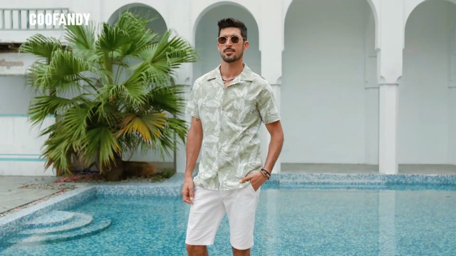 Camicia Uomo Lino Maniche Corte - COOFANDY Casual Estiva Spiaggia