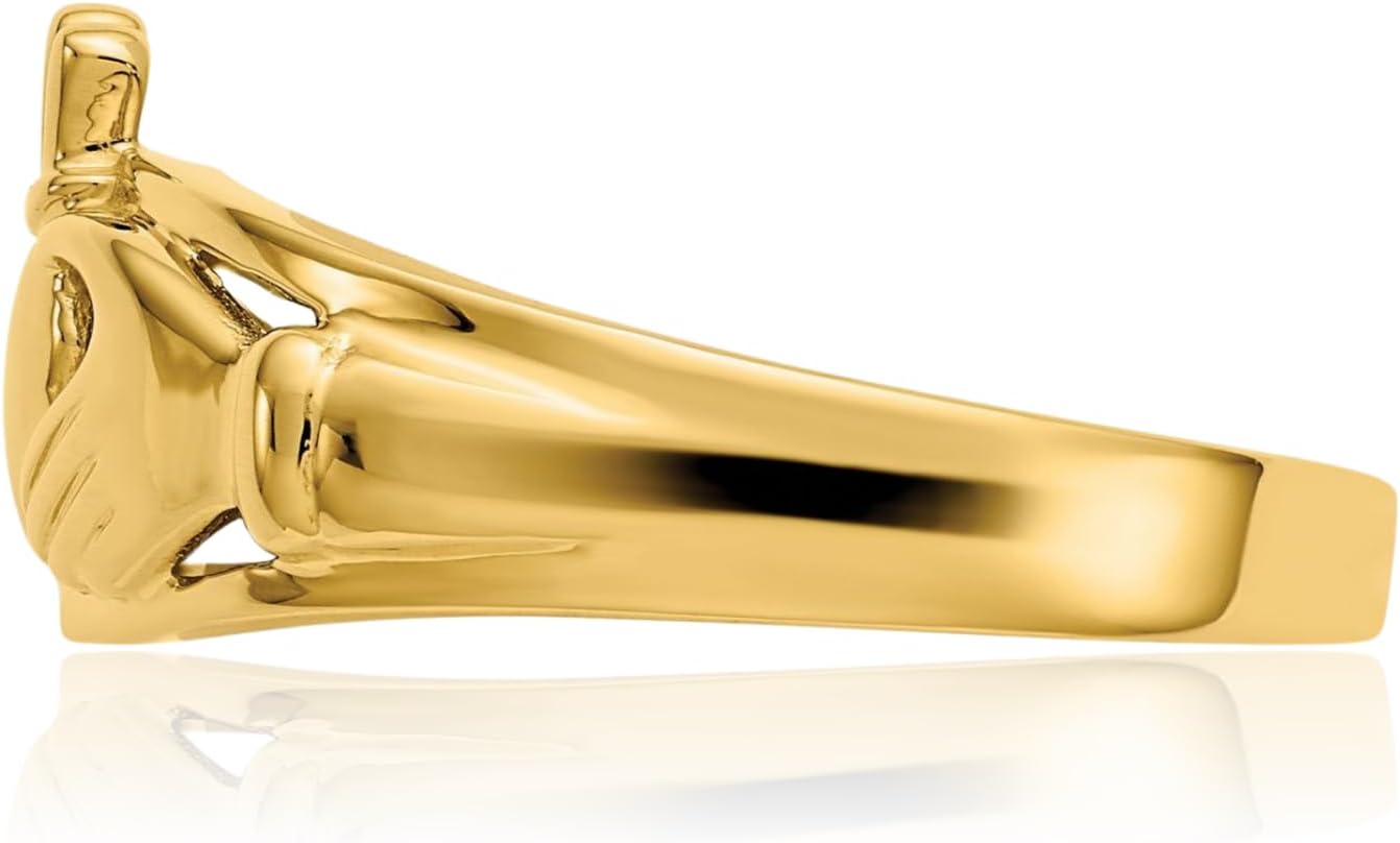 IceCarats 10K Solid Yellow Gold Heart Celtic Claddagh Statement Fashion Anniversary Ring 4mm Band Polished