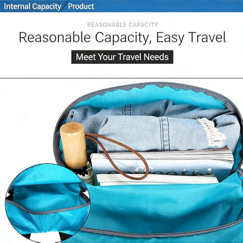 Mochila ligera portátil y plegable color azul marino miniatura 3