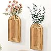 2 pack wall decor wood wall planters for indoor plants modern wall planter for bathroom living room kitchen wall decor farmhouse wall vase for decor dried flowers and faux greeneryrustic brown  urban country home decor