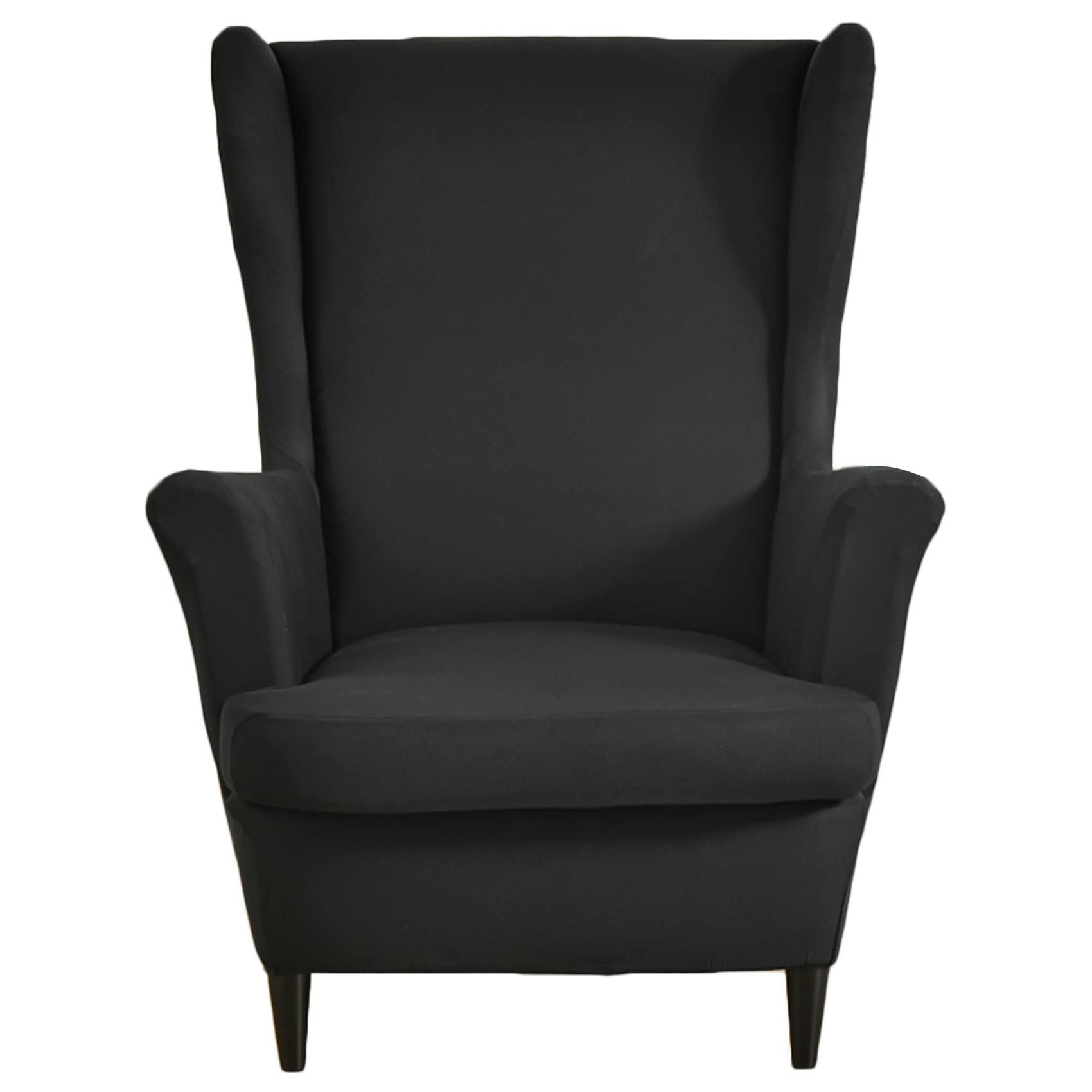 HZDHCLH Black Wingback Chair Slipcovers 2 Piece,Stretch Spandex Black Wing Chair Covers for Living Room Armchair,Washalbe Sofa Slipovers