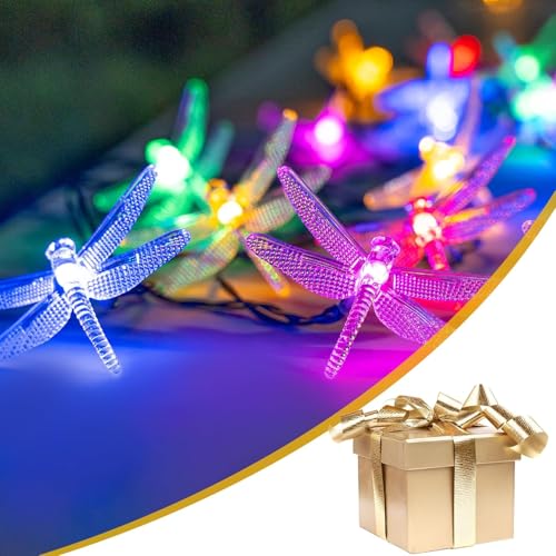 Image of AERYS Solar String Lights Outdoor 21 Ft 30 LED Solar Dragonflies Lights with 8 Lighting Modes LED Dragonflies Fairy Light for Garden Yard Lawn Patio Party Decor (Multicolor)