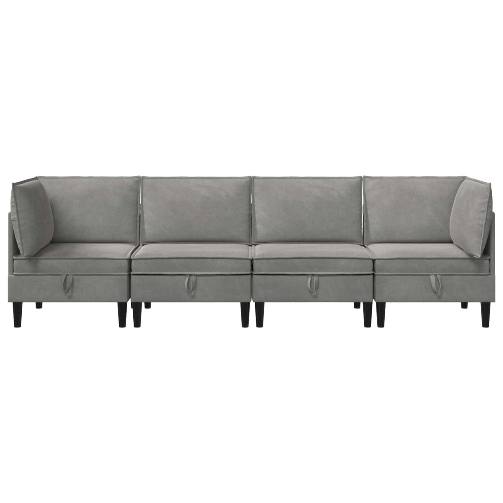 Juego de 4 muebles de salón de madera contrachapada de terciopelo gris