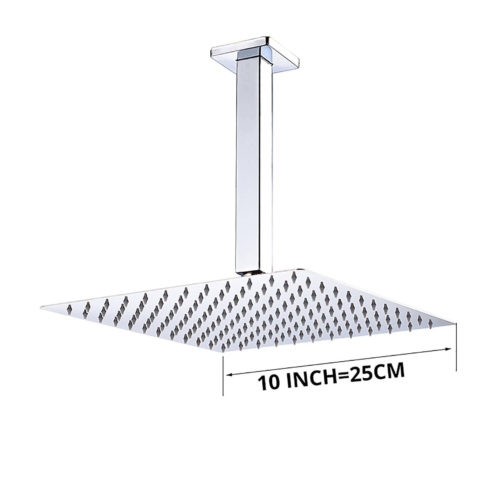 Alcachofa de Ducha Cromado Cabezal de Ducha Lluvia de Alta Presión Cuadrado Alcachofas Fijas para Ducha Acero Inoxidable Rociador Ducha Efecto Lluvia con Brazo de Ducha, G1/2'',12 Inch