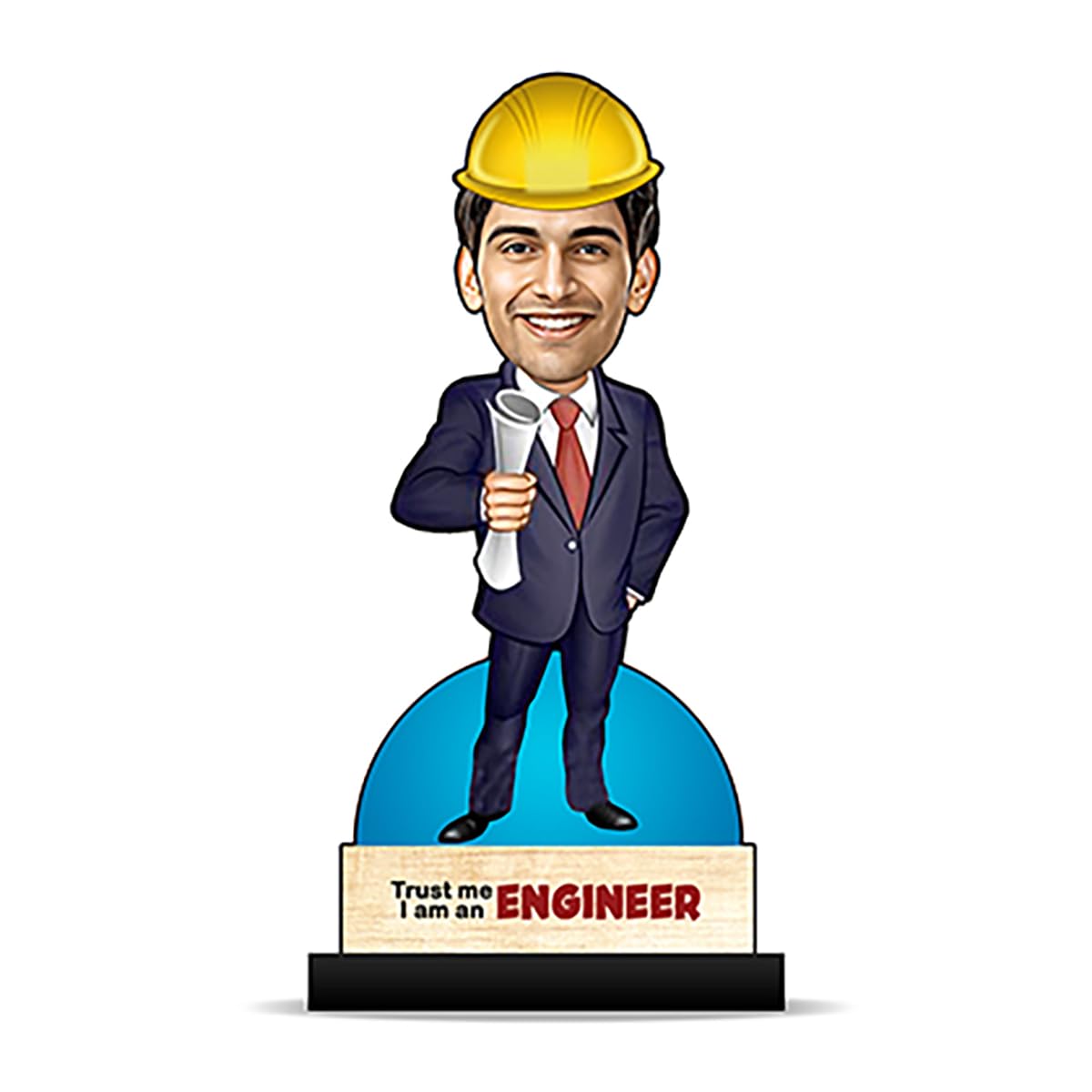 Foto Factory Gifts® Personalized Caricature Gifts for Men/Boy Engineer (Wooden_8 inch x 5 inch) CA0198