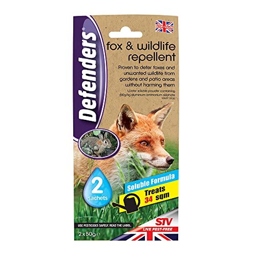 The Big Cheese Fox and Wildlife Repellent – Twinpack 50 g Sachets. Water Soluble Fox and Wildlife Deterrent. Protection for Gardens, Flowerbeds and Patio Areas, Treats up to 17 m2