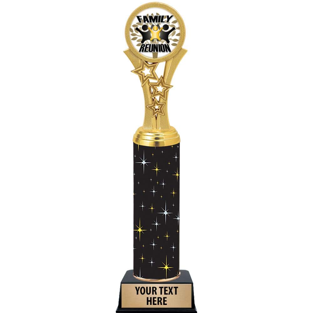Crown Awards Family Reunion Trophies, 11" Black Midnight Family Reunion Trophy, Customize Now