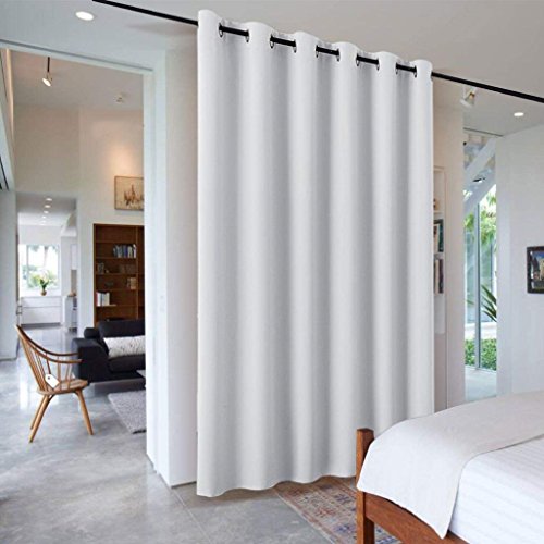 PONY DANCE Separadores Ambientes Interior Salon Dormitorio Modernos Blanco Gris/Cortinas Largas Grandes Termicas Aislantes Luz Ruido Paneles Japoneses, 1 Unidad, 243 x 304 cm (Al x An)