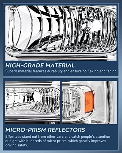 Image of Nilight 2005 2006 2007 F250 F350 F450 F550 Super Duty Headlight Assembly Chrome Housing Amber Corner Clear Lens Headlights Assembly Replacement