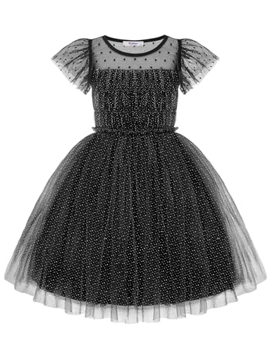 Amazon.com: Arshiner Toddler Black Dress Ruffle Sleeve Glitter