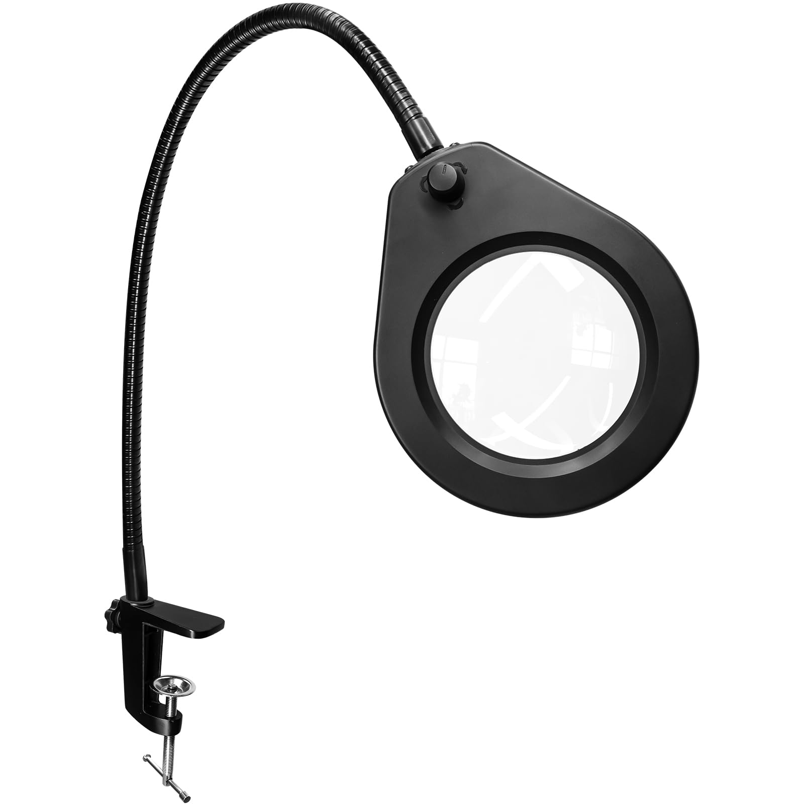 Beyamz LED Lamp With Magnifying Glass And Clamp – 105 Mm 5X Lens / Dimmable Light 790 Lm / Swan Neck Arm 50 Cm / Perfect For Hobbies & Precision Work (White