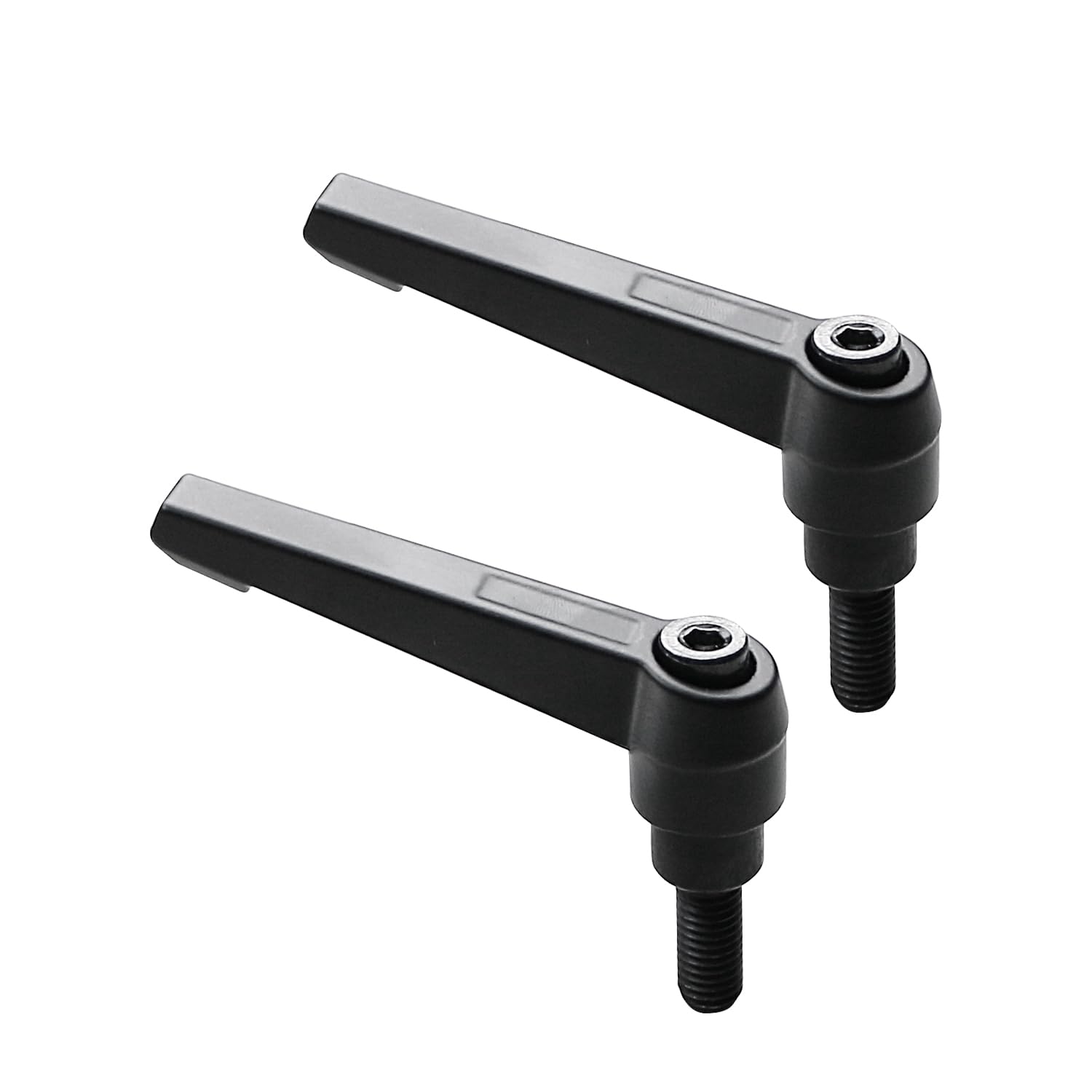 Aopin 2 Pcs of Black Alloy M8 x 20mm Adjustable Clamping Rod Handle, Threaded Button Ratchet External Thread Rotating Screw Handle, with Locking Bolt