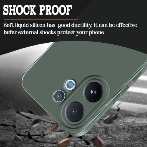 Image of Back Cover for Vivo V60 5G / V60e 5G / T4 Pro 5G | Full Camera Protection | Premium Liquid Silicon Case | Flexible Bumper Case for Vivo V60 5G / V60e 5G / T4 Pro 5G (Military Green)