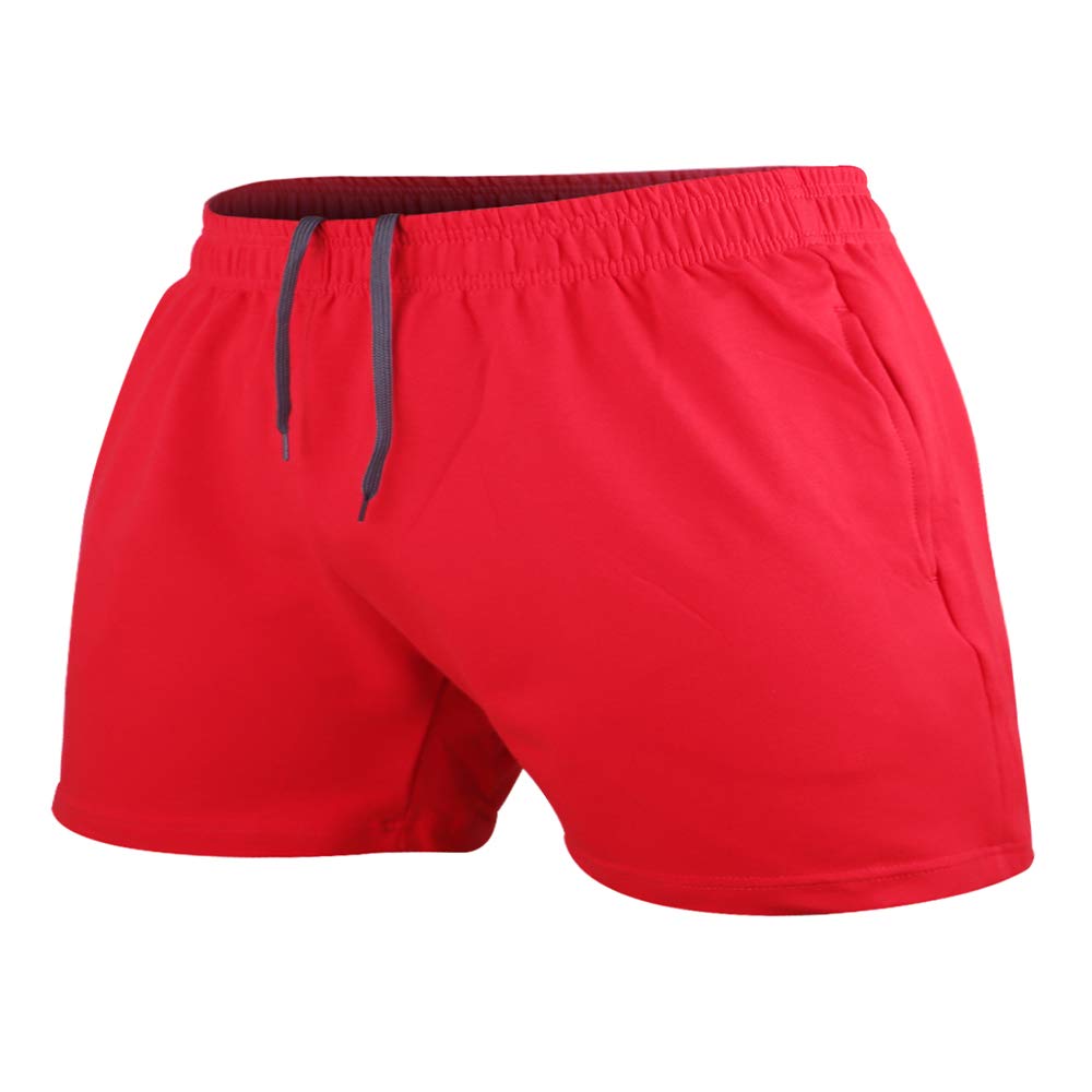 Men's Bodybuilding Workout Gym Shorts 3" 5" Inseam Sports Training Cotton with Pocket