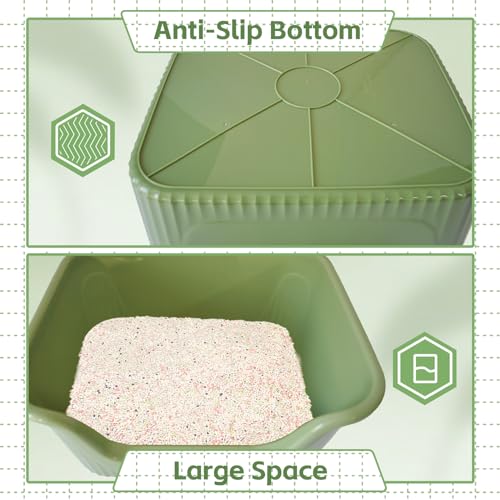 Caja sanitaria para gatos grande de plástico con lados altos miniatura 6