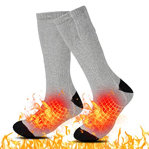 Calcetines calefactables para hombres y mujeres, calcetines eléctricos recargables invierno cálido algodón Calentamiento calcetines 3 niveles de calefacción, 3,7 V 2000 mAh