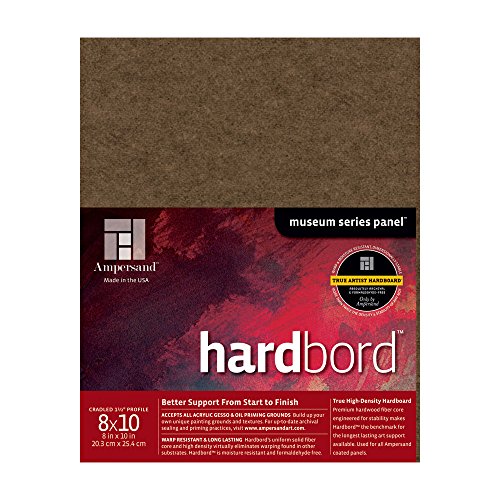 Image of Ampersand Art Supply Hardboard Wood Painting Panel: Museum Series Hardbord, 8 inch x 10 inch, 1-1 /2 Inch Cradled Profile