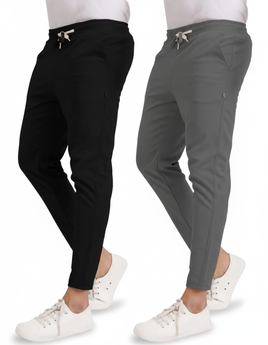 Pack of 2 Men's Dry Fit Track Pants | Stylish Slim Fit Joggers with Pockets & Drawstring | Comfortable Athletic Lower for Gym, Running & Casual Wear-picture-38