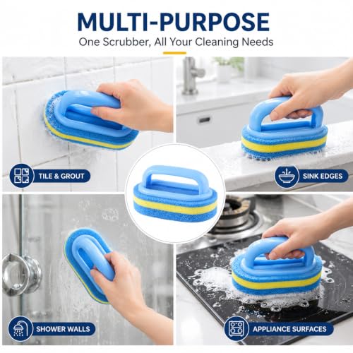 Image of Cleaning Brush, Thick Scrubber for Non-Stick Cookware, Kitchen Pot and Pan Cleaner with Ergonomic Grip