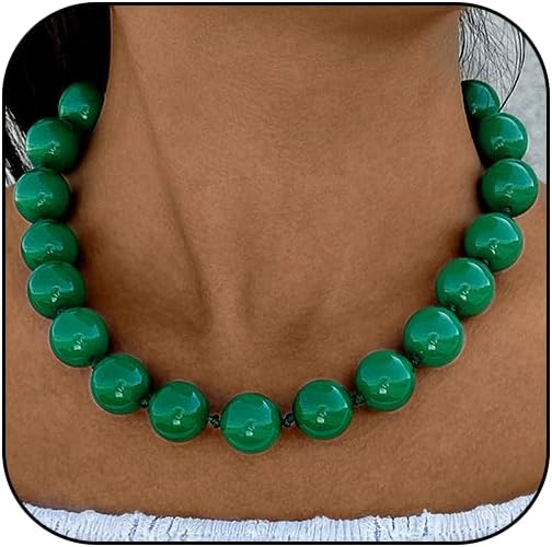 Chunky Beaded Necklace for Women Big Beads Large Chunky Beaded Necklace Vintage Boho Jewelry