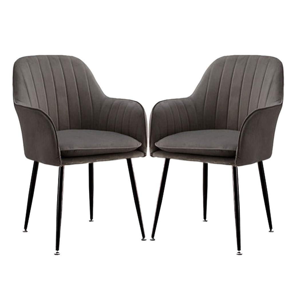 SJIALEN Soft Velvet Dining Chair,Sturdy Metal Legs for Office Lounge Dining Kitchen Bedroom Study Lounge Chairs Kitchen Chair (Color : Gray-A, Size : 2pcs)