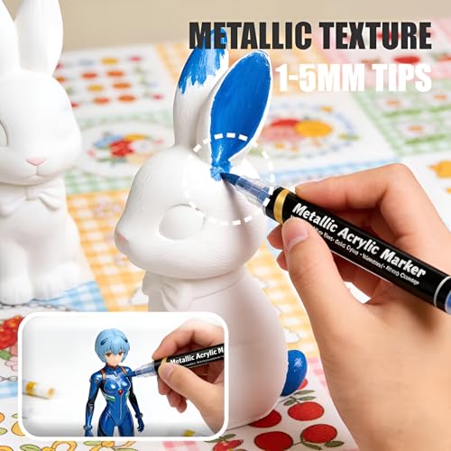 Image of Shopiable Store Dual-Tip Two-Color Metallic Acrylic Markers Set | Brush & Fine Tip | Waterproof, Quick Dry, High-Pigment Paint Pens for Rock, Glass, Wood, Canvas & DIY Crafts (12 Colors 6 Pcs)