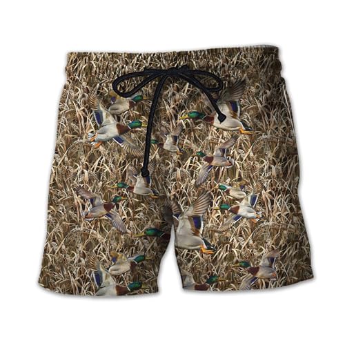 Mallard Duck Mens Swim Trunks - Duck Hunting Hawaiian Mens Swim Short Beach Shorts TU-SH-25