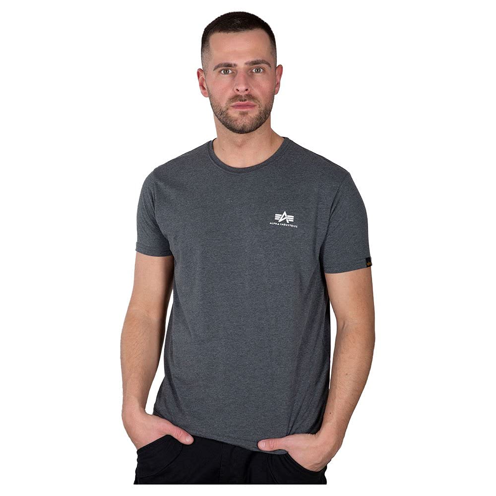 Alpha Industries Basic T Small Logo T-Shirt für Herren Charcoal Heather/White
