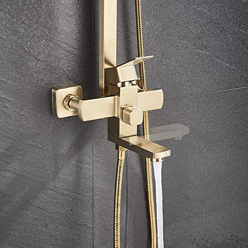 Ensemble de douche avec robinet mural eau chaude et froide et douchette multifonction - 5