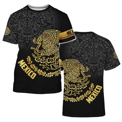 Mexico Shirt Short Sleeves Graphic Funny Tee Mexico Eagle Printed Mexican Crewneck Casual Tops3