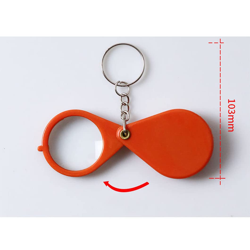2 szt. Mini lupa 10X Brelok Składana kieszonkowa lupa Lupa z obrotową osłoną ochronną do biżuterii, czytania, hobby, nauki, książek czerwony Powiększający (czerwony Beauty Comes
