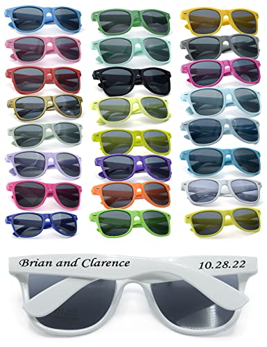 Personalized Party Sunglasses Bulk Wedding Favors Gifts for Guests Custom Birthday Bachelor School Graduation Bridal Groomman Bride Company Personalized Party Sunglasses Gifts(10PC White)