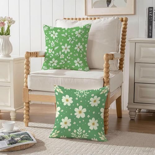 Housse coussin 65x65cm lot de 2 vert géométrique en velours imperméable - 4