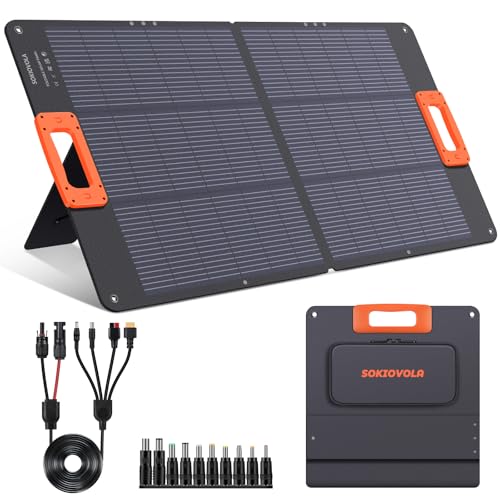 Image of SOKIOVOLA N-Type 16BB 100W Portable Solar Panel for EF/Jackery/Bluetti/Anker Power Station,ETFE Foldable Solar Panel Charger 25% High Efficiency USB-A & QC3.0 Output IP68 for Blackout Camping RV