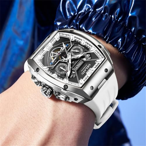 Image of OLEVS Mens Watches Stylish Chronograph Waterproof Luminous Silicon Strap Multifunction Watches for Men Business Men Wrist Watch