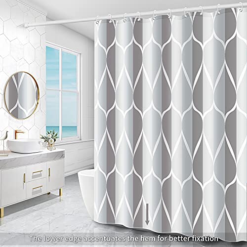 Miorkly Shower Curtain Grey,Anti-Mould Proof Resistant,Waterproof,Weighted Hem,Resistant Washable Christmas Bathroom Curtains,100% Polyester,12 Hooks (180 x 180 cm,Grey) - Cosy Home Interiors Miorkly Shower Curtain Grey,Anti-Mould Proof Resistant,Waterproof,Weighted Hem,Resistant Washable Christmas Bathroom Curtains,100% Polyester,12 Hooks (180 x 180 cm,Grey) - Image 6