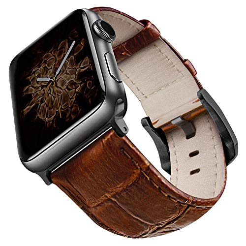 Grain Leather Strap Croc Pecan for Apple Watch Series 1,2,3,4
