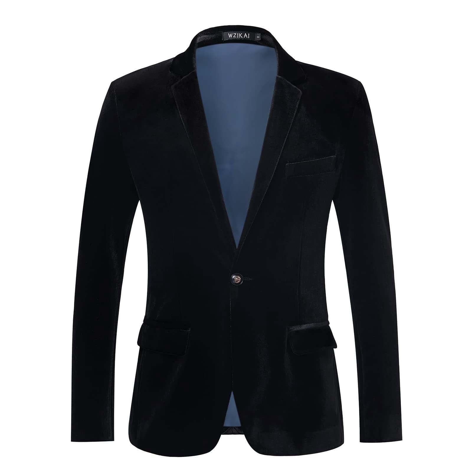 Generisch Giacca in velluto da uomo, sportiva, blazer, per feste, ufficio, smoking sposo, abito da sposa, giacca invernale in velluto, giacca da lavoro, per il tempo libero