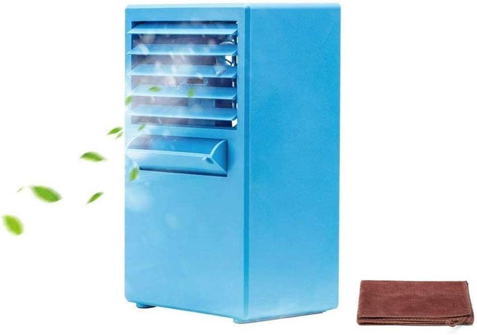 Mini Portable Air Conditioner Fan 9.5-inch Personal Table Fan Small Quiet Desktop Fan Air Circulator Cooler Humidifier Blue