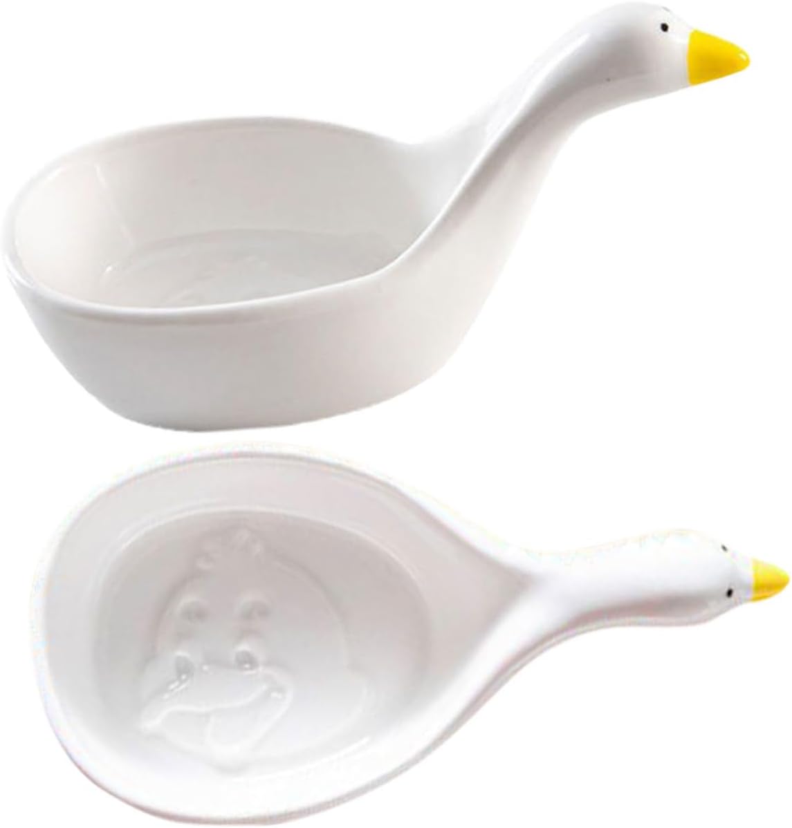 iplusmile 2pcs Cartoon Ceramic Dip Bowls Cute Mini Goose Shaped Seasoning Plates for Sauces and Condiments Edged Porcelain Serving Dishes for Appetizers and Party Tables