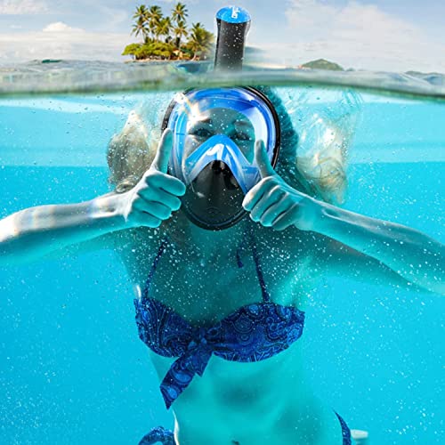 Foldable Full Face Snorkel Mask With New Safety Breathing System, 180-Degree Panoramic View, Waterproof And Anti-Fog, With Camera Stand, Universal Snorkeling Mask #TOP5