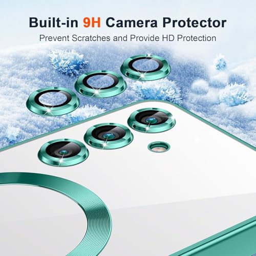 Image of VONZEE Clear Logo Electroplating Transparent Case for Samsung A16 5G, Magnetic Plating [Support for MagSafe Charger] Electroplate TPU Cover, Individual Camera Protection for Each Lens - Green