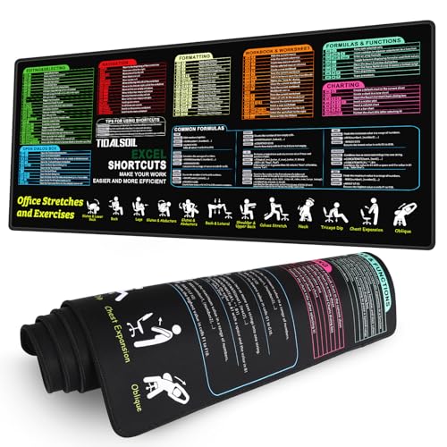 TIDALSOIL Excel Shortcut Keys Mouse Pad 35.4 x 15.7 Inch