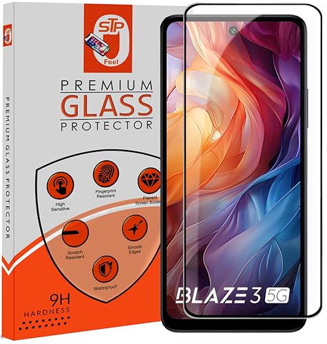 Image of STP FEEL HD+ Premium Tempered Glass Screen Protector Guard Compatible For Lava Blaze 3 5G (6.56 Inch, Pack of 1) | Edge to Edge Coverage With Easy to installation kit for Smartphone