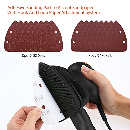 Detailschuurmachine, 125 W, 13500 tpm, compacte schuurmachine met 16 schuurpapier, stofverzamelsysteem, voor hout, schuren nauwe ruimtes in woondecoratie en doe-het-zelfwerkzaamheden - Afbeelding 6