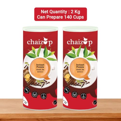 Image of Chaizup Premium 1 Min Instant Masala Tea Premix - 1kg Cans (Pack of 2) | Masala Flavours | Approx. 143 Servings | 2kg