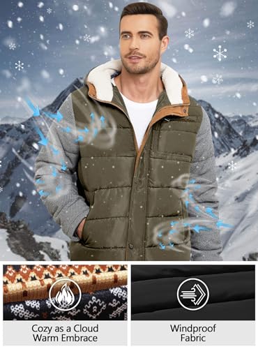 HYPESTFIT Mens Winter Jacket Puffer Fleece Lining Warm Windproof Thicken Ski Parka Coat4
