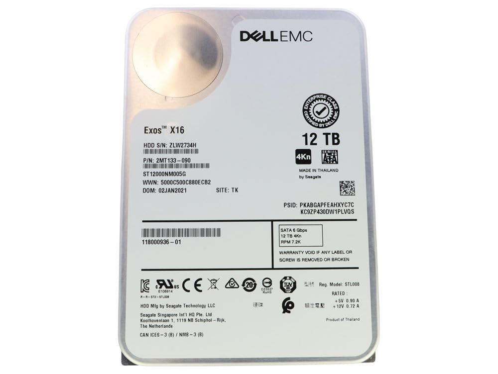 EMC 12TB Enterprise Hard Drive 3 5-Inch SATA 6Gbps 7 2K RPM 4Kn Compatible with Dell Isilon PowerScale